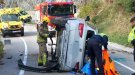 Accident a la C-17 a Les Llosses: un vehicle bolcat i un ferit sense lesions greus